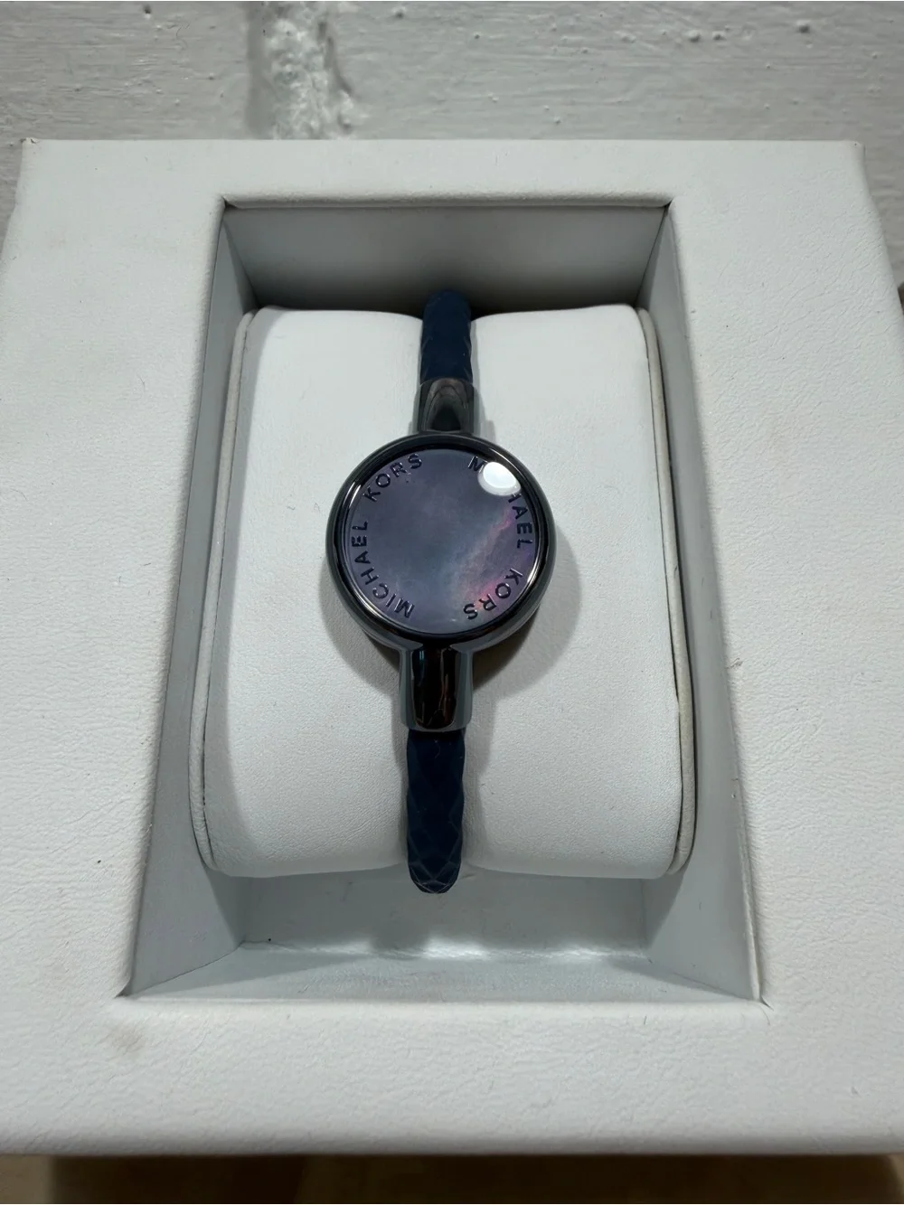 Michael Kors Access Slim Runway Blue Bangle Smart Bracelet Watch NIB